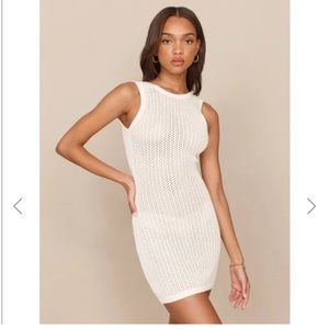 Reformation Ravello Open Knit Cream Sleeveless Dress Sz Large